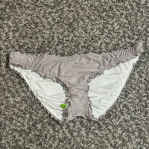 Victoria Secret Shimmering Silver Swim Bikini Bottom Size Large Sharpie New